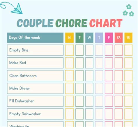 Couples Chore Chart Template