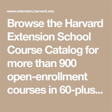 Course Catalog Harvard Extension