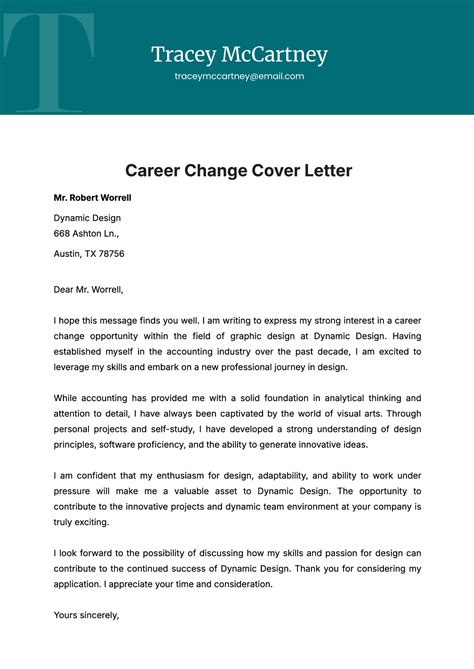 Cover Letter For Career Change