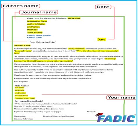Cover Letter For Journal Submission Template
