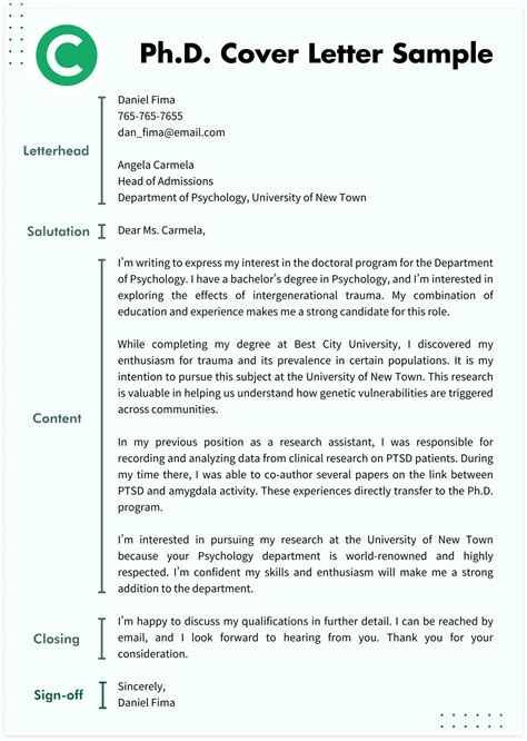 Cover Letter Template For Phd Application