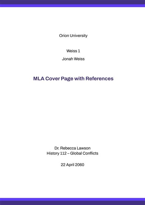 Cover Page Template Mla