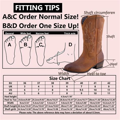 Cowboy Boot Sizing Chart
