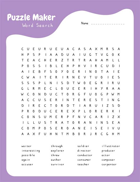 Create Free Printable Word Search