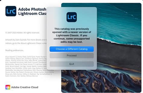 Creative Cloud Lightroom Classic Updating Catalog File Format
