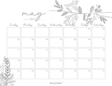 Creative Printable Black And White Calendar May