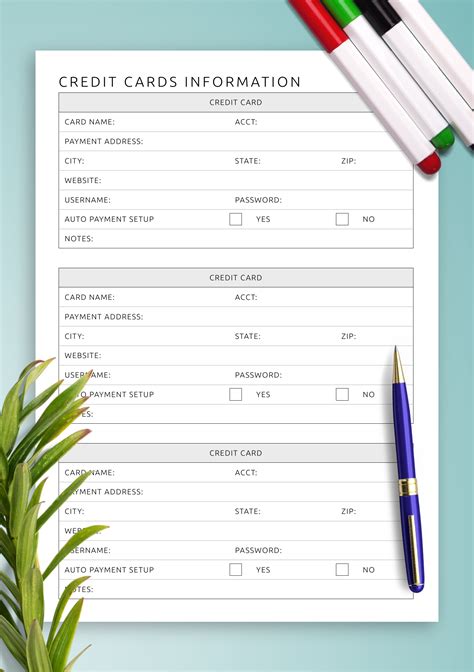Credit Card Info Template
