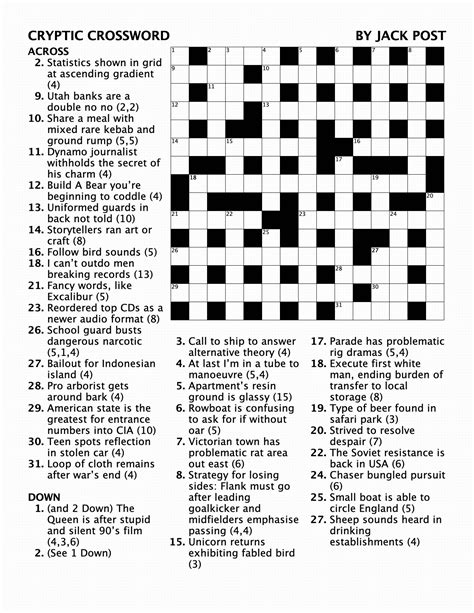 Cryptic Crosswords Printable