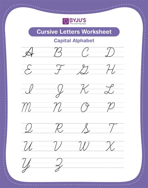 Cursive Alphabets Capital And Small Letters Printable