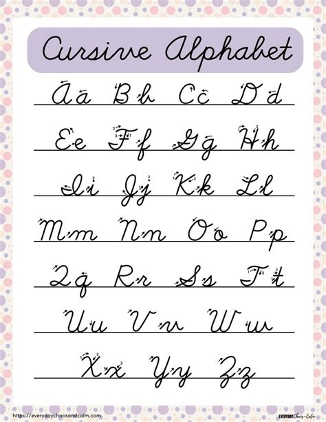 Cursive Letters Chart Printable Letter Size Paper