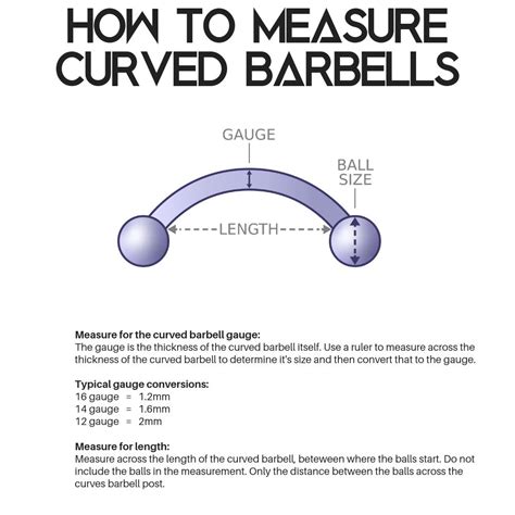 Curved Barbell Length Chart