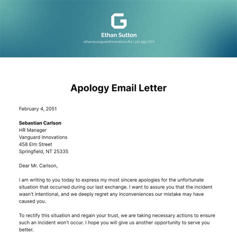 Customer Apology Email Template