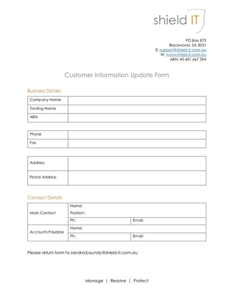 Customer Information Update Form Template
