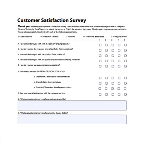 Customer Satisfaction Survey Questions Template