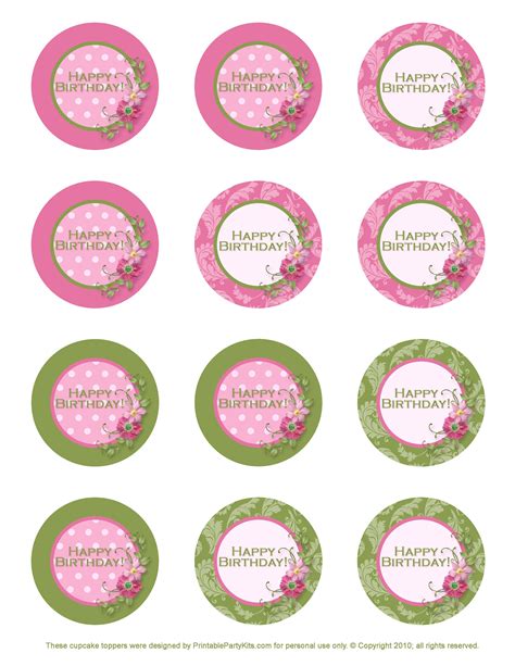 Customizable Cupcake Toppers Printable