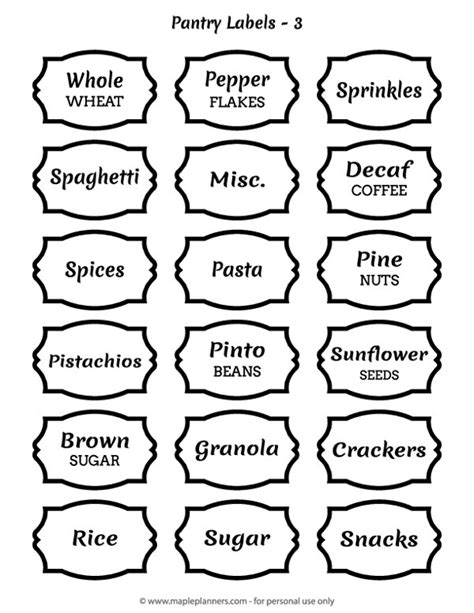 Customizable Free Printable Pantry Labels