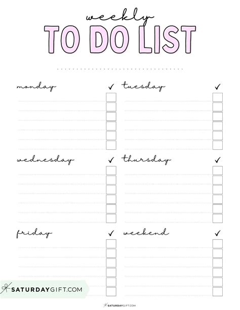 Cute Weekly To Do List Template