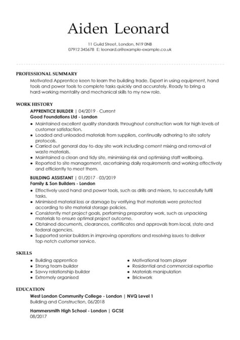 Cv Template Apprenticeship