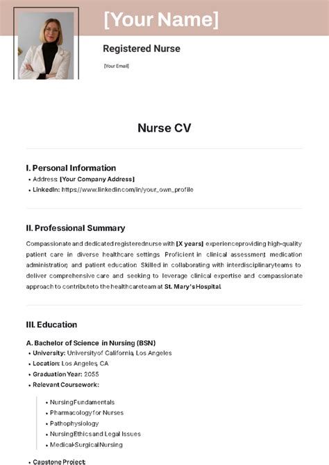 Cv Template Nurse