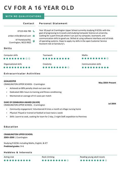 Cv Templates For 16 Year Olds