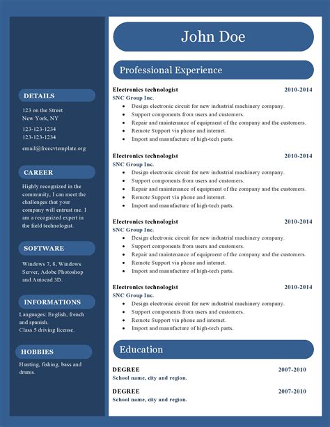 Cv Templates For Pages