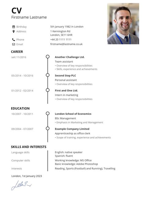 Cv Timeline Template