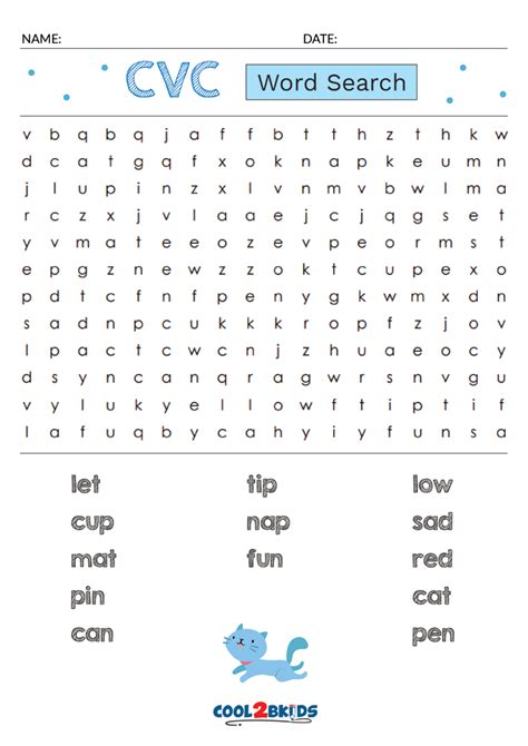 Cvc Word Search Free Printable