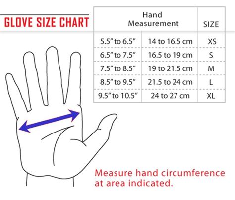 Cycling Glove Size Chart