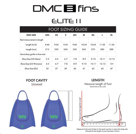 Da Fins Size Chart