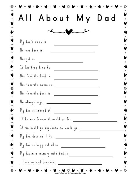 Dad Fill In The Blank Printable