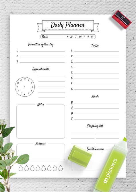 Daily Agenda Printable