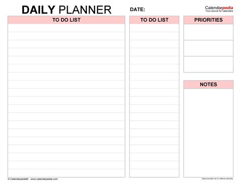 Daily Agenda Template Word