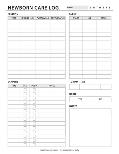 Daily Care Log For Orphaned Neonatal Animals Printable