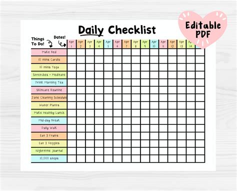 Daily Checklist Templates