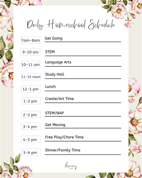 Daily Homeschool Schedule Template