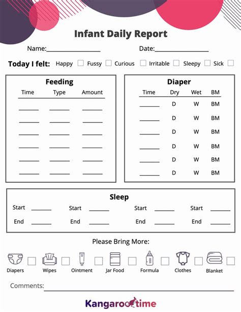 Daily Log Printable Daily Report Template For Infants