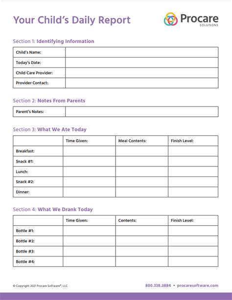 Daily Report Template Daycare