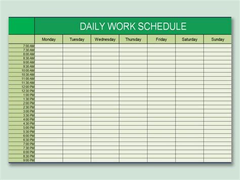 Daily Schedule Excel Template