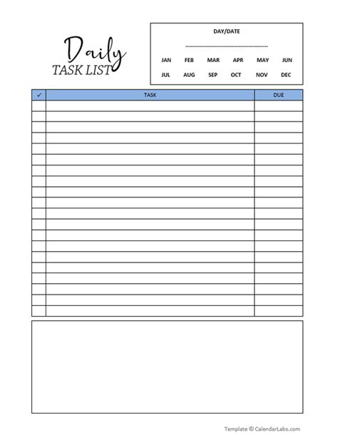 Daily Task List Printable