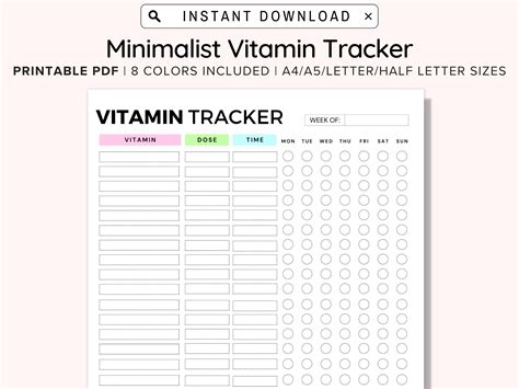 Daily Vitamin Checklist Printable