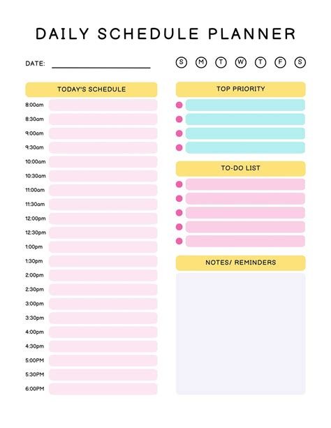 Daily Work Planner Template