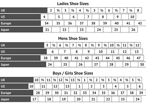 Dance Shoe Size Chart