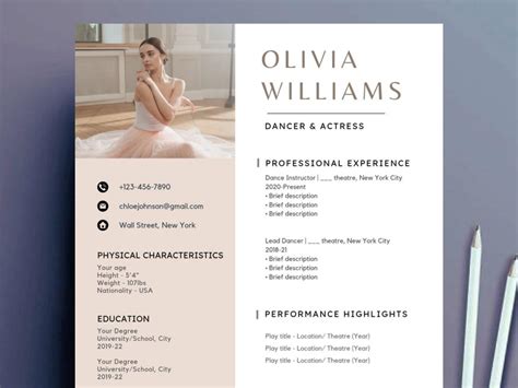 Dancer Resume Template