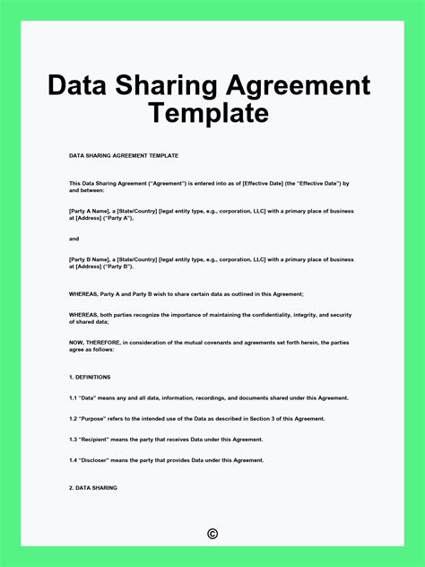 Data Sharing Agreement Template