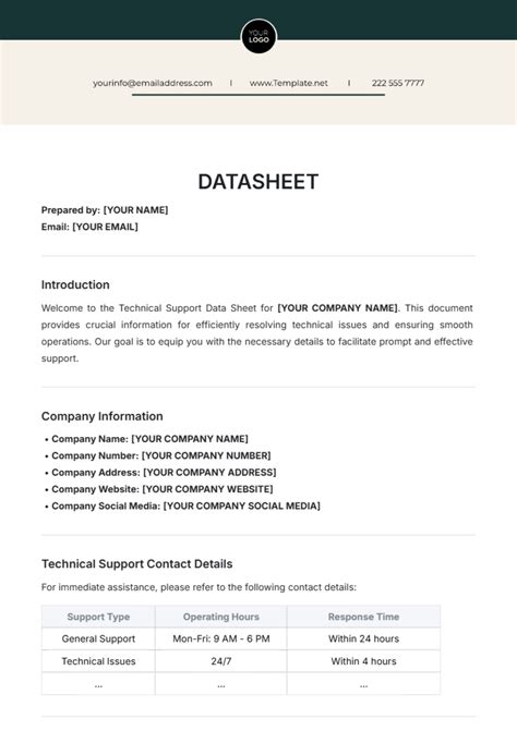 Data Sheet Templates