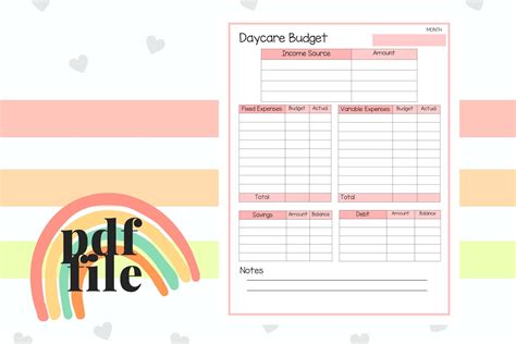 Daycare Budget Template