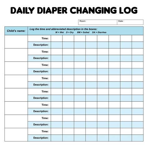 Daycare Diaper Changing Chart