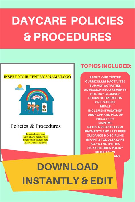Daycare Policies And Procedures Templates