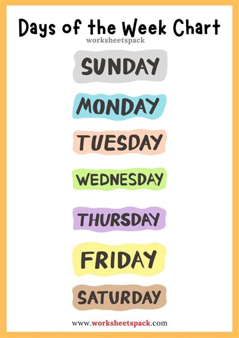 Days Of Week Printable
