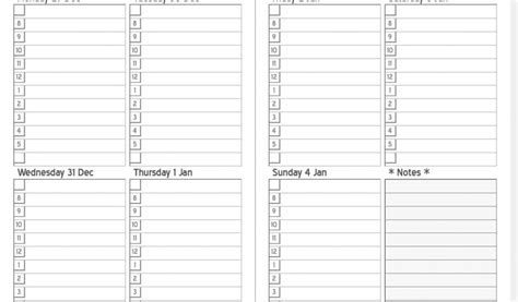 Daytimer Sheets Printable